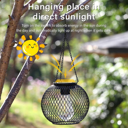Outdoor Solar Hanging Lantern – Vintage Style Garden Patio Solar Lamp
