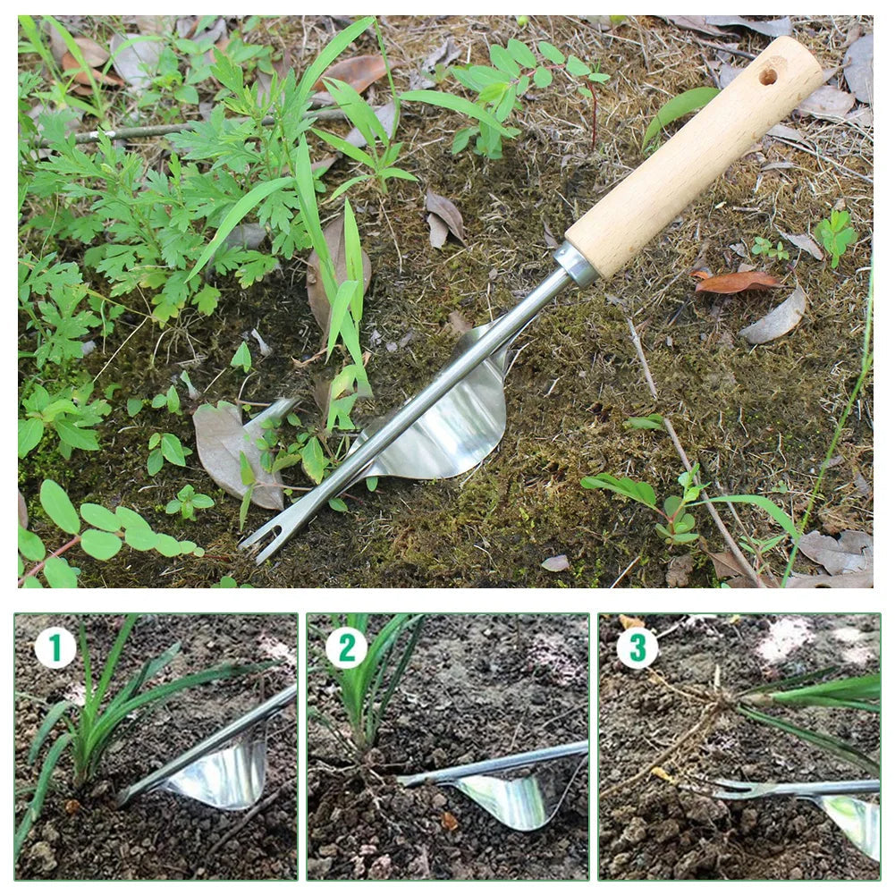 V-Shaped Long Handle Weed Puller – Stand-Up Root Remover Garden Tool