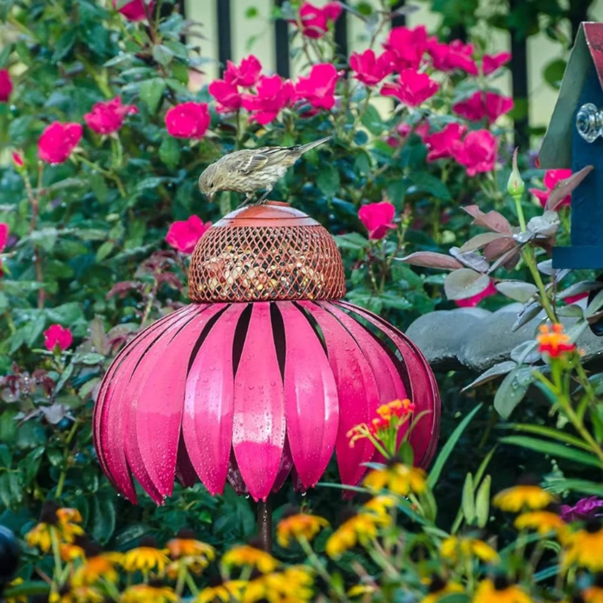 Outdoor Flower Bird Feeder – Decorative Wild Bird Seed Feeding Station