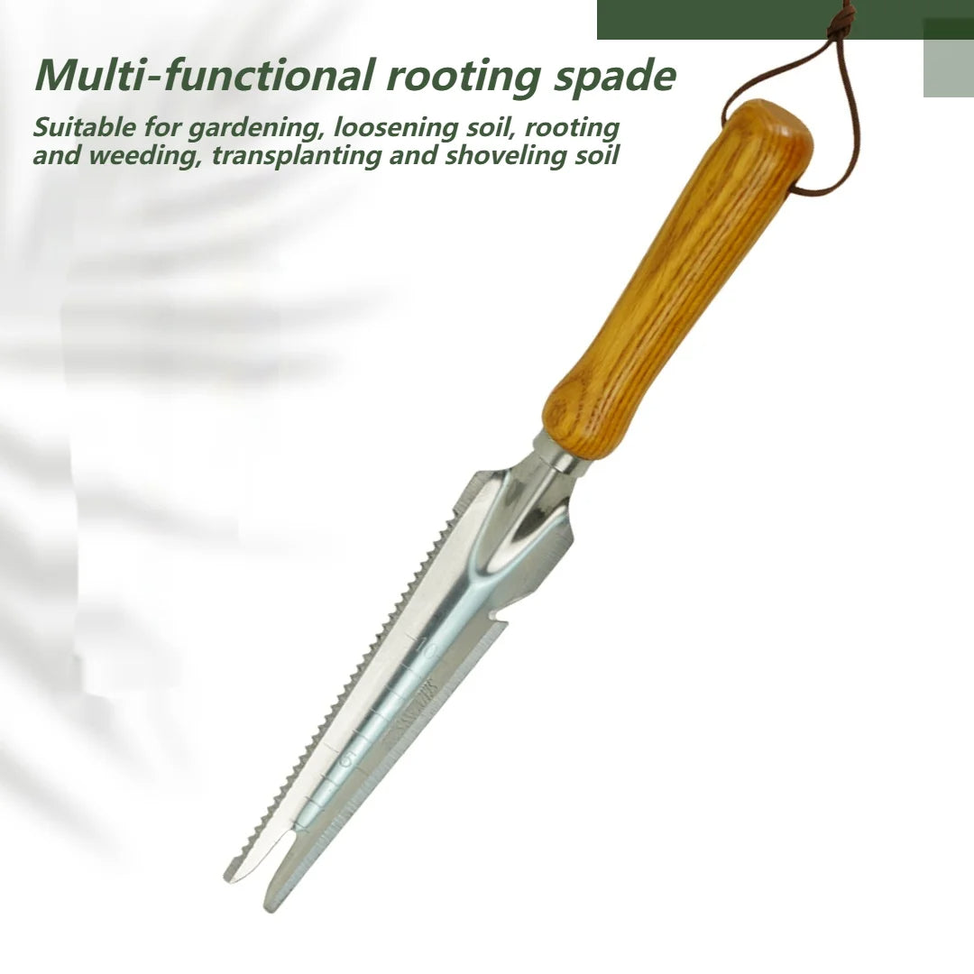 5-in-1 Stainless Steel Weed Puller with Beech Handle – Multi-Head Garden Tool
