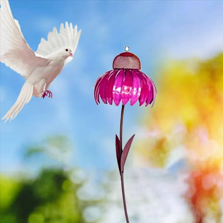 Outdoor Flower Bird Feeder – Decorative Wild Bird Seed Feeding Station
