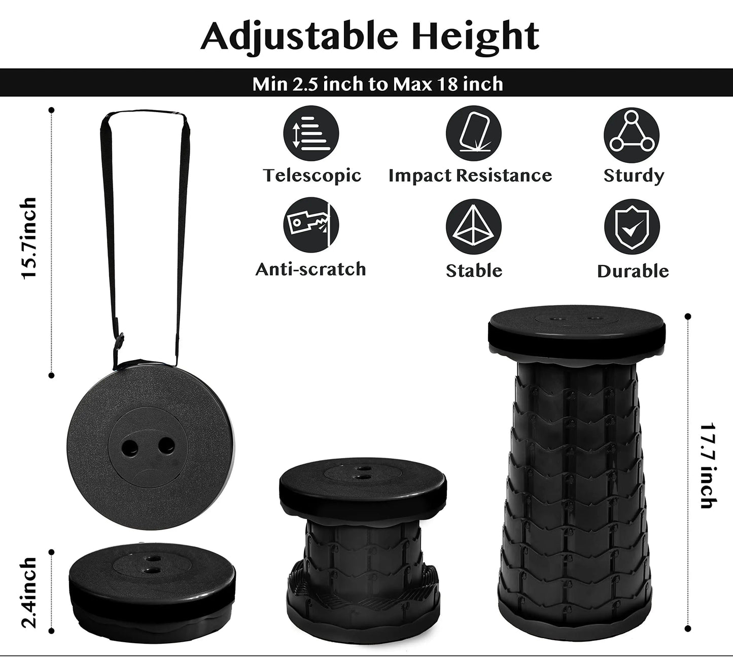 Collapsible Telescopic Folding Stool – Portable Lightweight Camping Seat