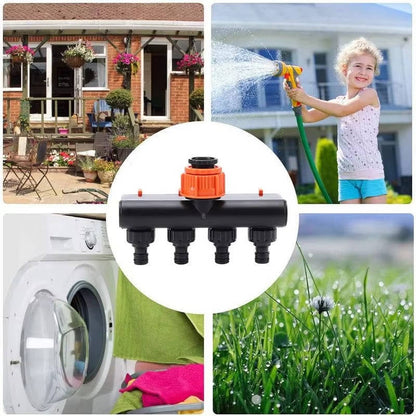 4-Way Garden Hose Splitter – Adjustable Tap Connector for Multiple Hoses