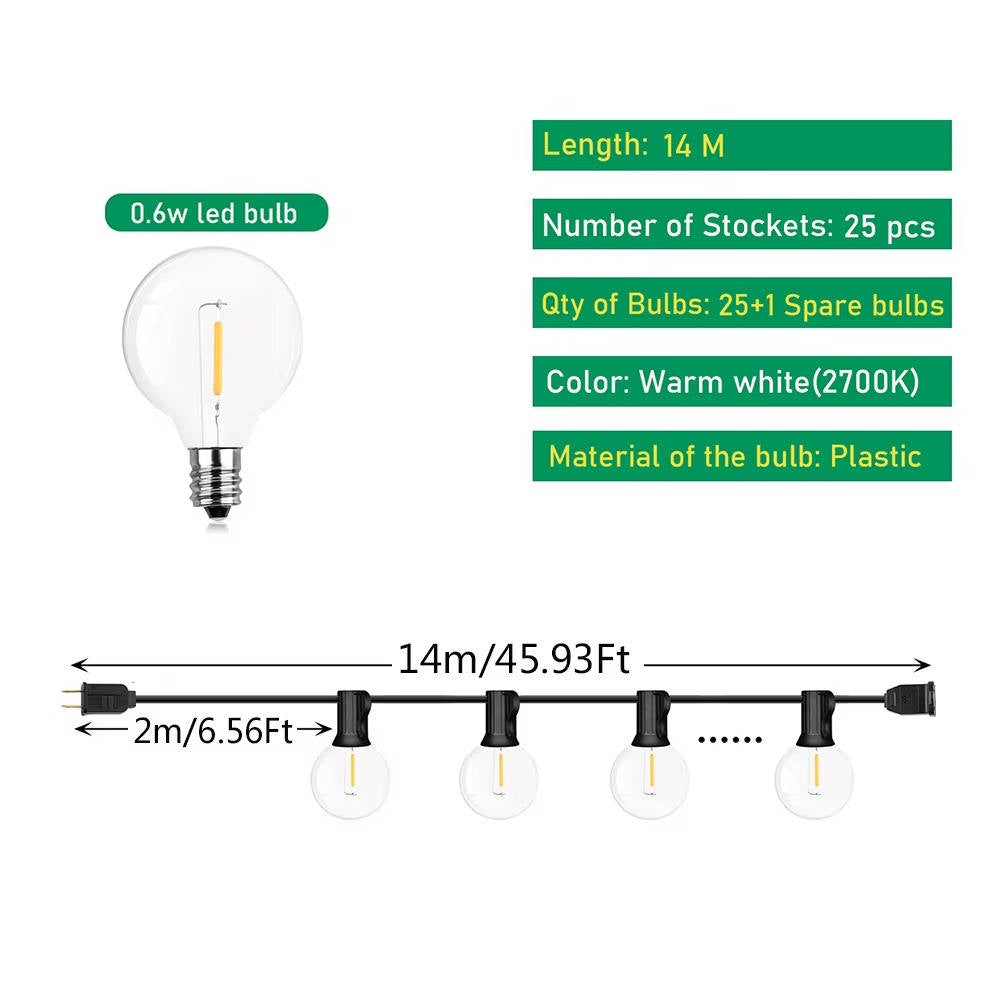 LED Outdoor String Lights – Weatherproof Patio Garden Party Festoon Lights