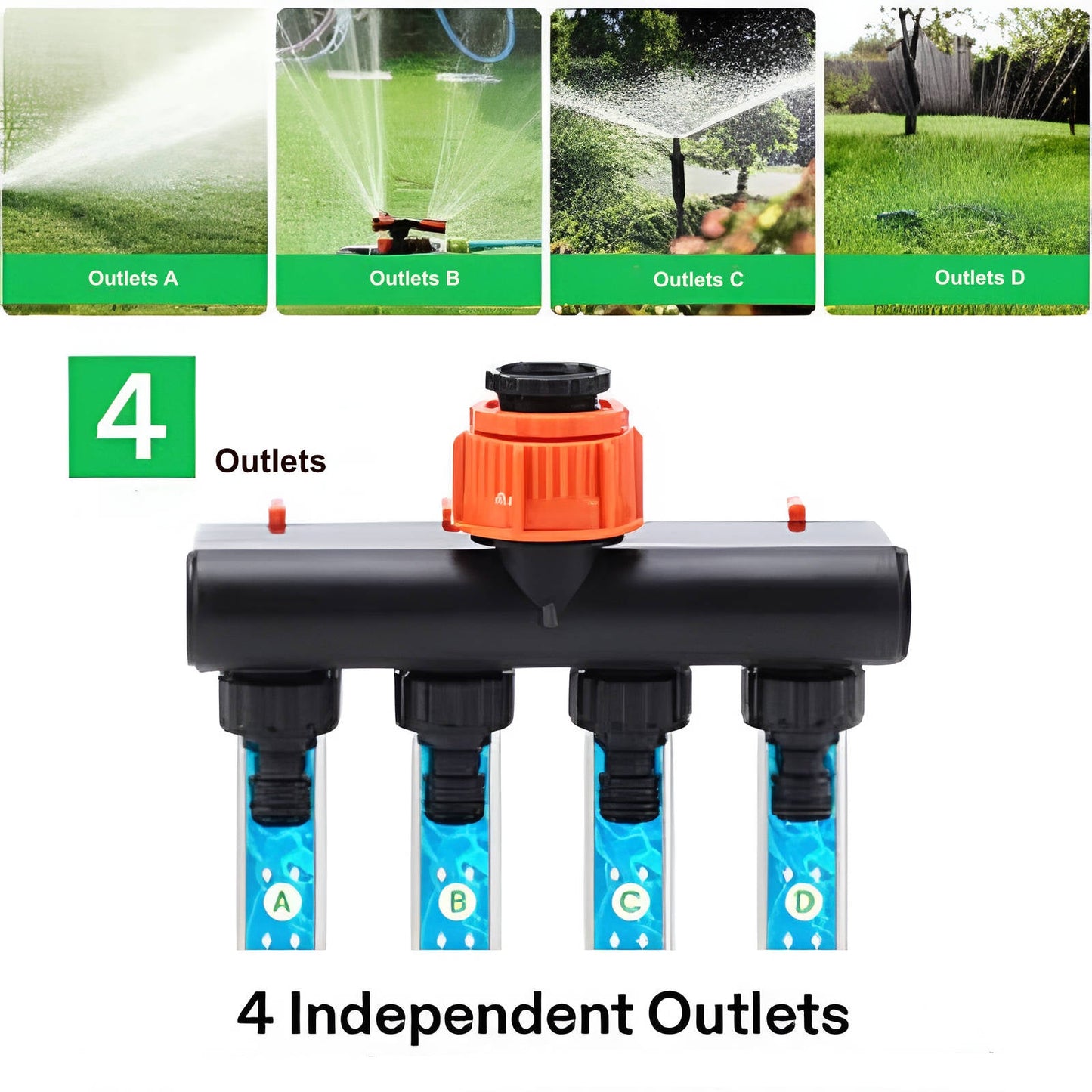 4-Way Garden Hose Splitter – Adjustable Tap Connector for Multiple Hoses