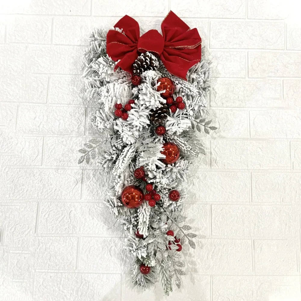 Christmas Door Decoration Full Set – Festive Holiday Door Wreath & Garland Kit