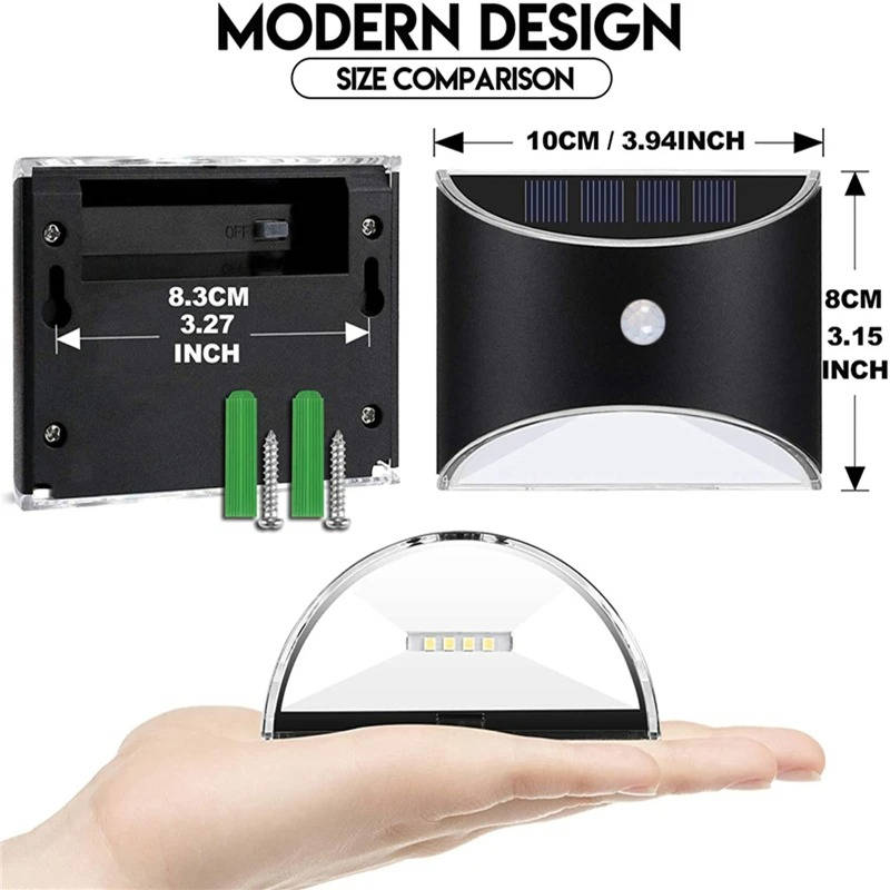 Outdoor Fence & Stair Lights with Motion Sensor – Solar LED Step Light