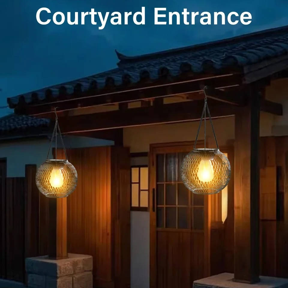Outdoor Solar Hanging Lantern – Vintage Style Garden Patio Solar Lamp