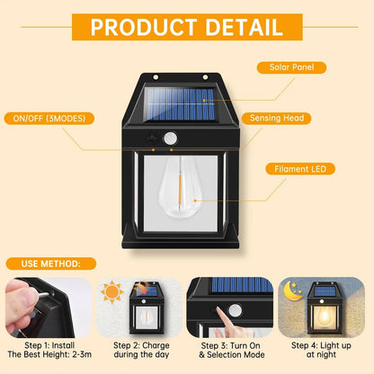 Solar Wall Lamp 2-Pack – Outdoor Waterproof LED Garden Security Light