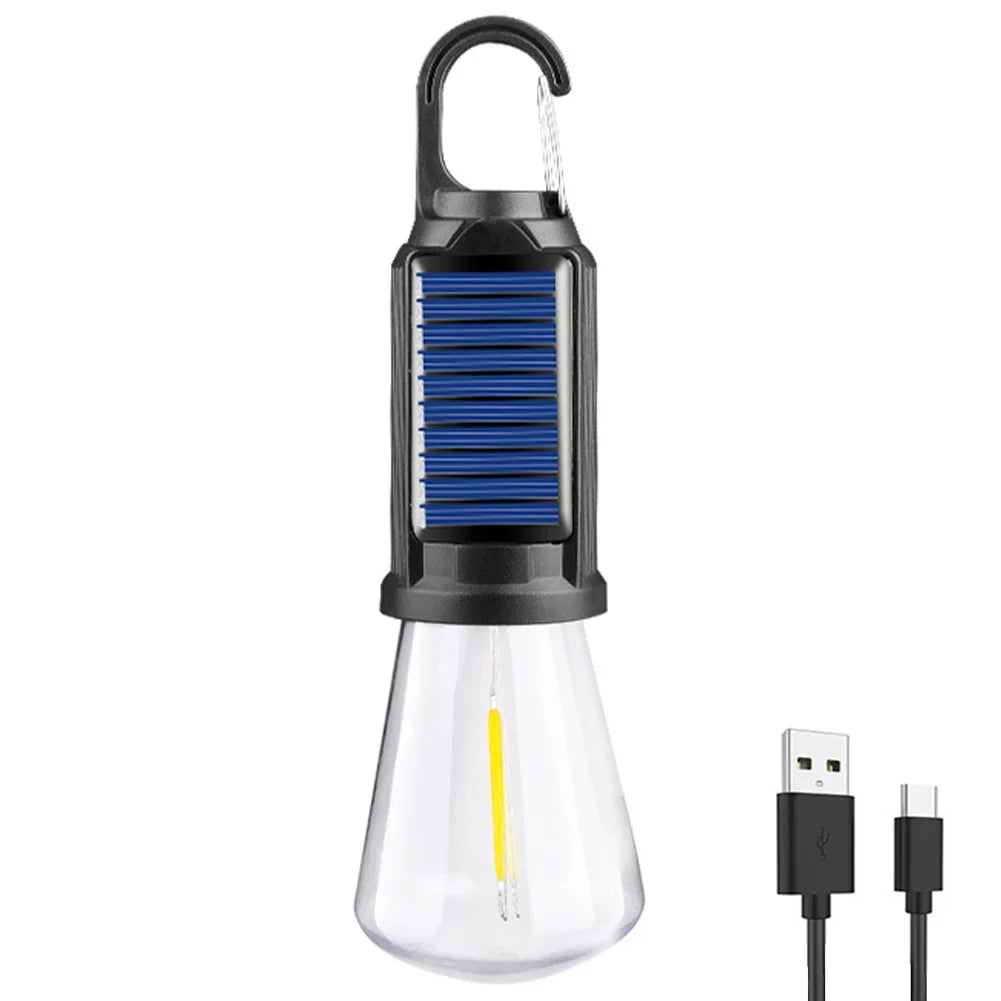 Solar Rechargeable Camping Lantern with Hook – Portable Outdoor Hanging Light
