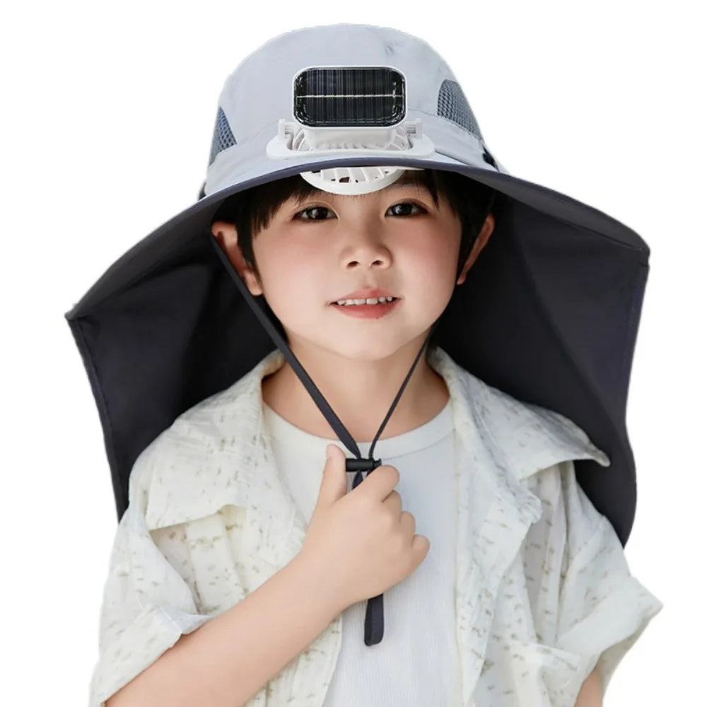 Adjustable Kids Solar Fan Hat – Children's UV Protection Cooling Outdoor Hat