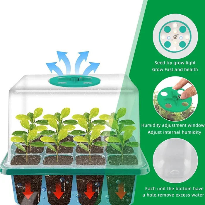 Plant Seed Starter Tray with Grow Light – Indoor Nursery Pot Germination Kit
