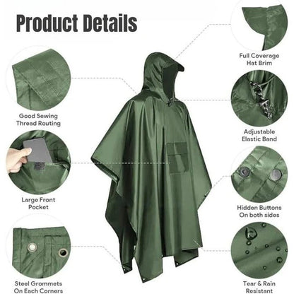 Waterproof Rain Poncho – Lightweight Hooded Outdoor Emergency Raincoat