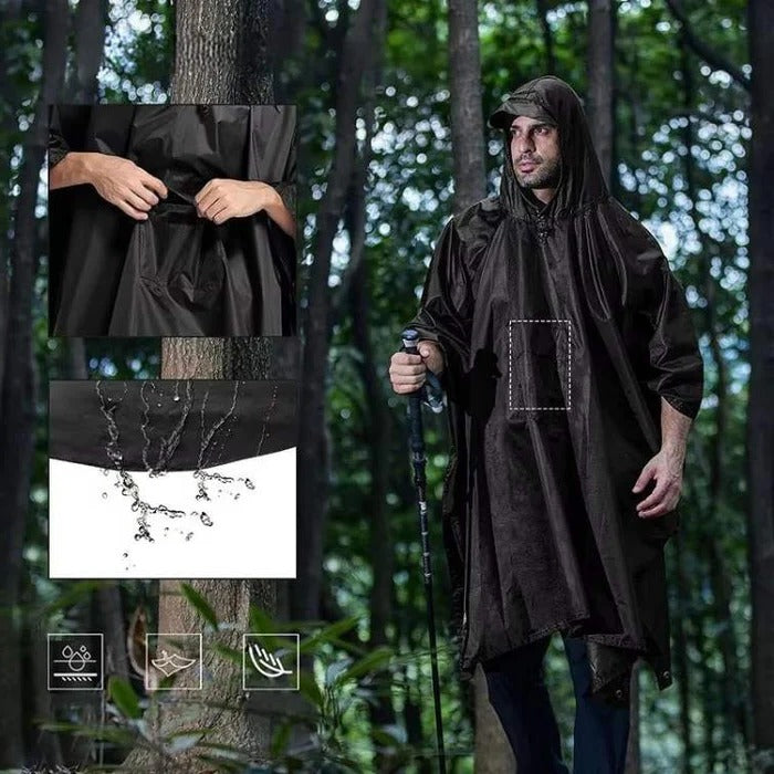 Waterproof Rain Poncho – Lightweight Hooded Outdoor Emergency Raincoat