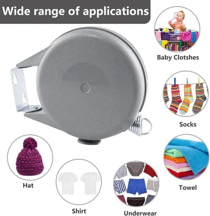 Retractable Washing Line with Swivel Wall Mount – Outdoor Clothes Drying Line