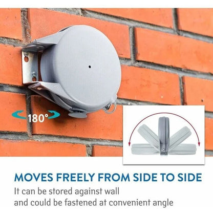 Retractable Washing Line with Swivel Wall Mount – Outdoor Clothes Drying Line