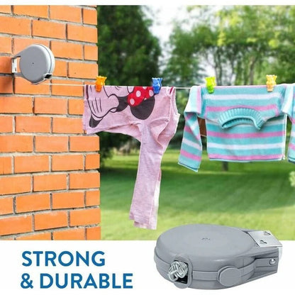 Retractable Washing Line with Swivel Wall Mount – Outdoor Clothes Drying Line
