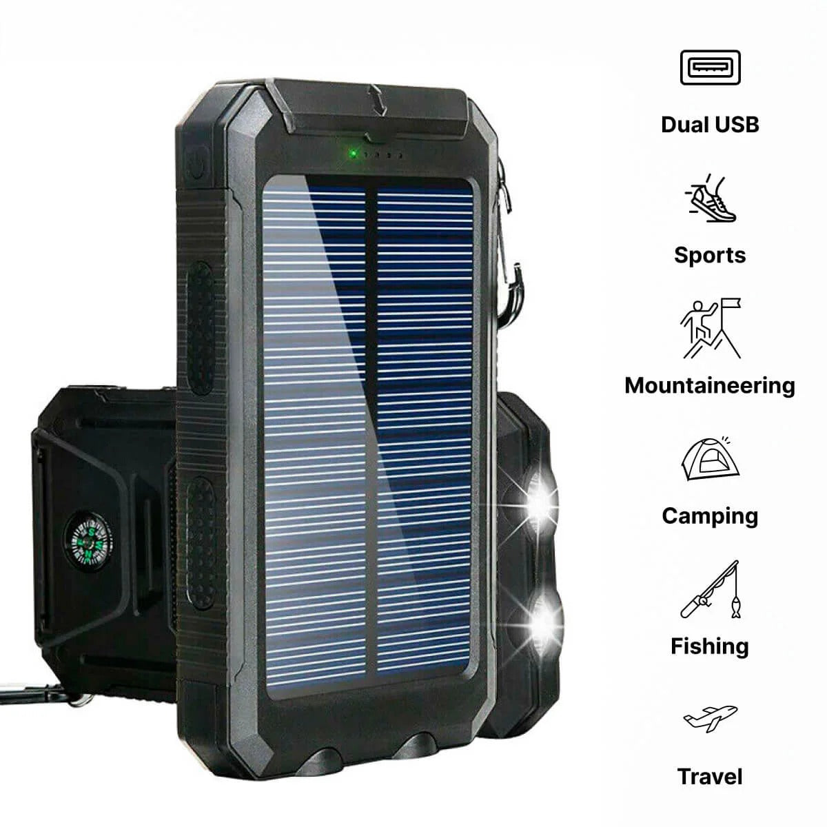 Solar Waterproof Power Bank Charger – Portable Outdoor Emergency Battery Pack