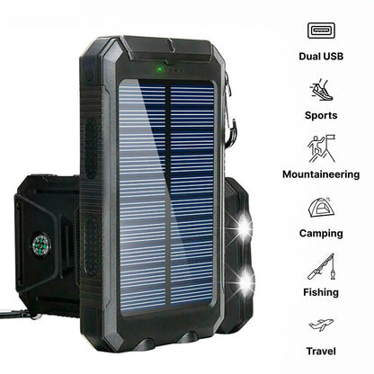 Solar Waterproof Power Bank Charger – Portable Outdoor Emergency Battery Pack