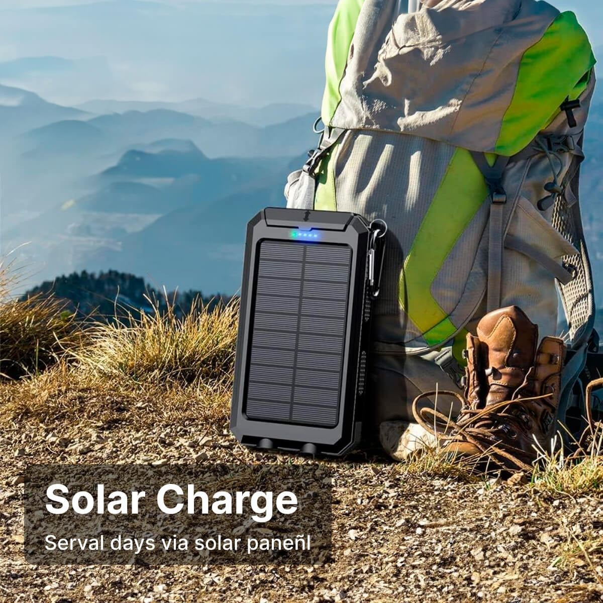 Solar Waterproof Power Bank Charger – Portable Outdoor Emergency Battery Pack