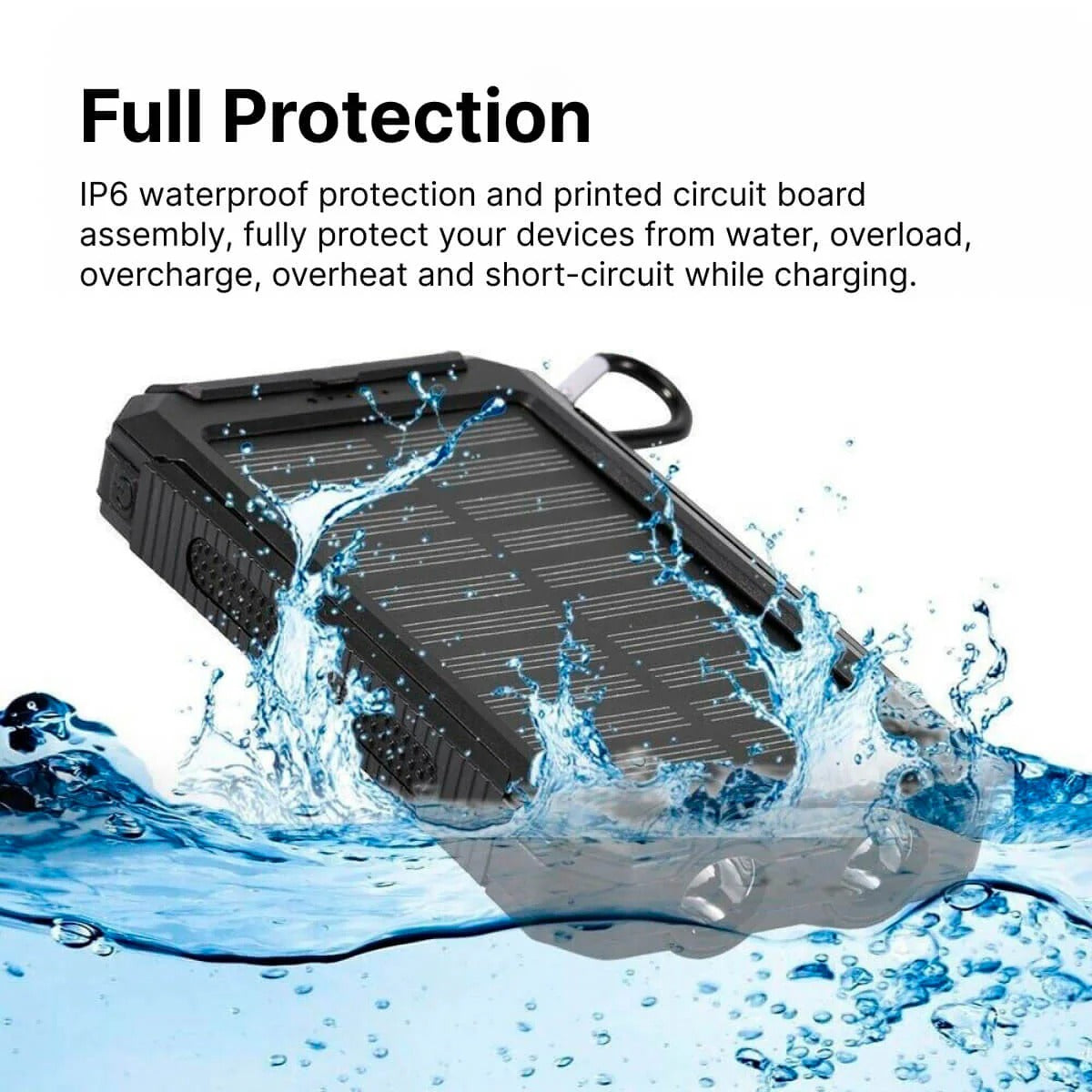 Solar Waterproof Power Bank Charger – Portable Outdoor Emergency Battery Pack