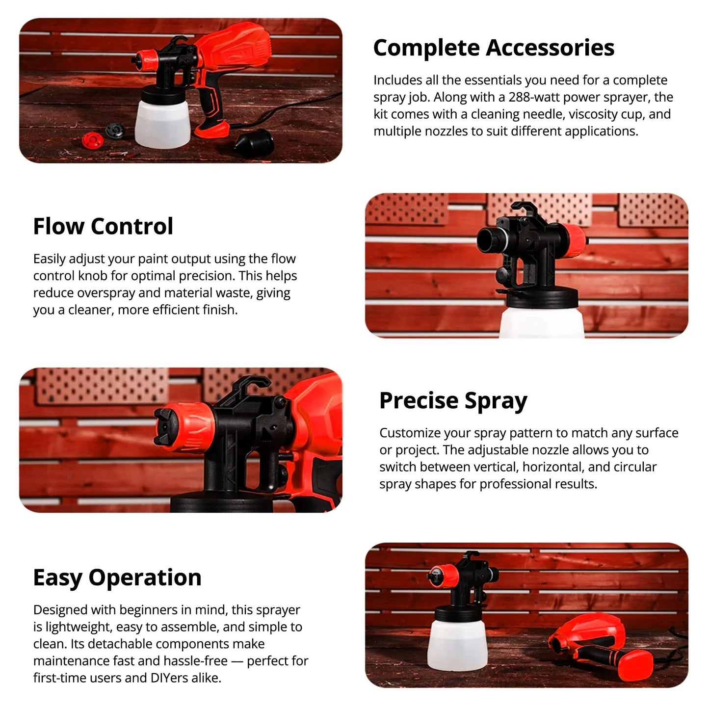 Cordless Electric Paint Sprayer – HVLP Spray Gun for Home Painting Projects