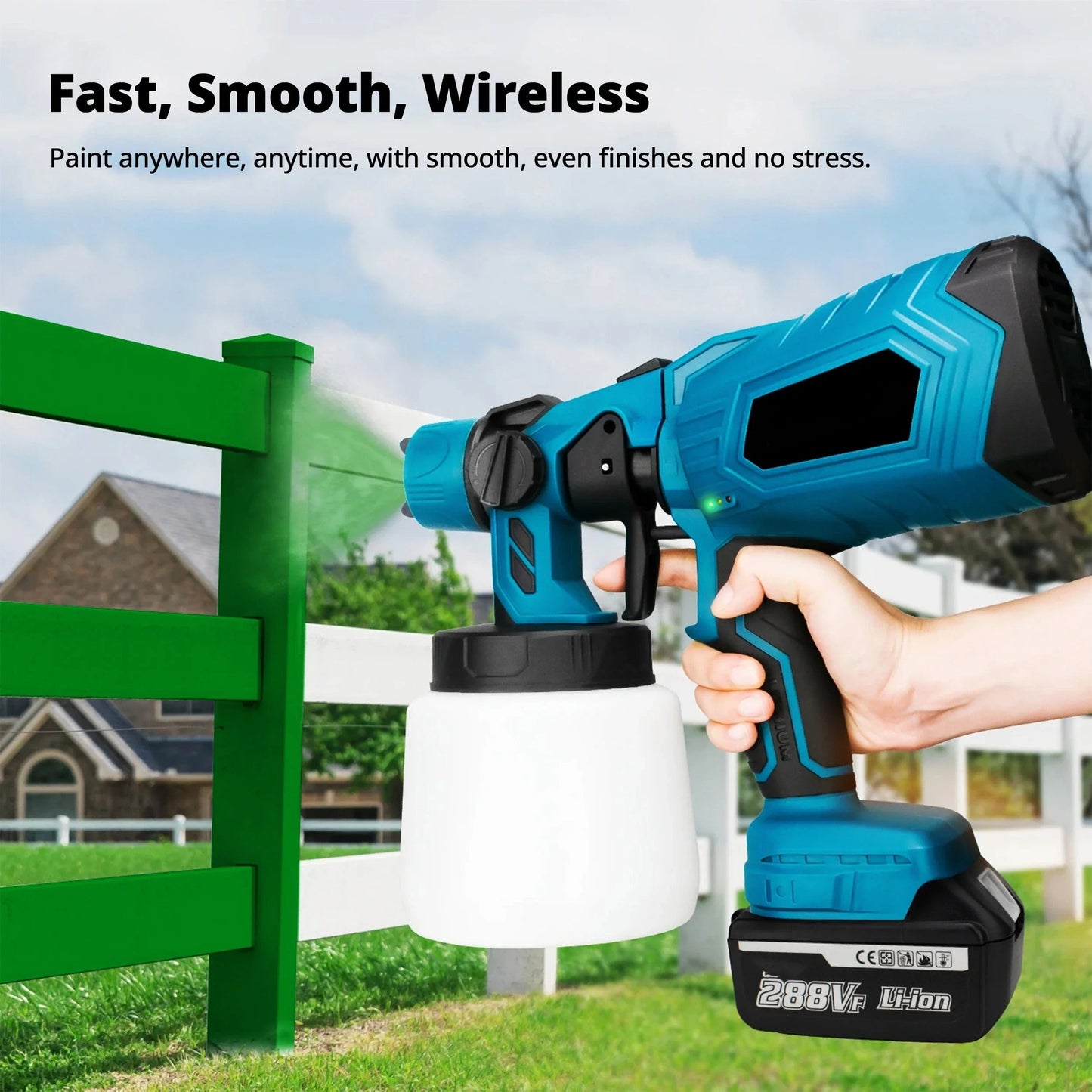 Cordless Electric Paint Sprayer – HVLP Spray Gun for Home Painting Projects