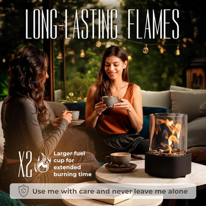 Portable Glass Tabletop Fireplace – Indoor Ethanol Bio-Fuel Fire Bowl