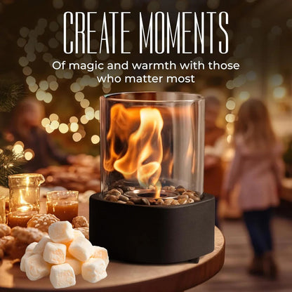 Portable Glass Tabletop Fireplace – Indoor Ethanol Bio-Fuel Fire Bowl