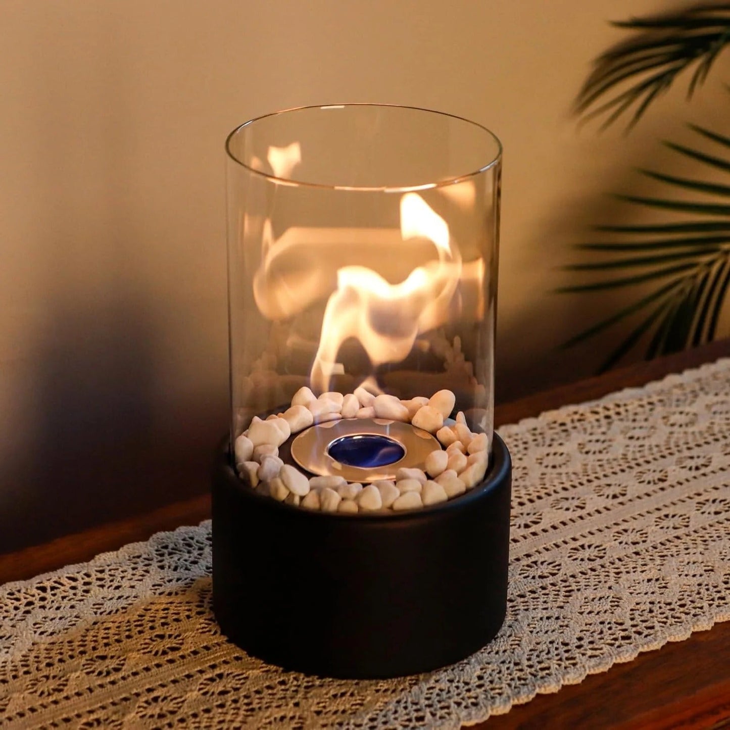 Portable Glass Tabletop Fireplace – Indoor Ethanol Bio-Fuel Fire Bowl