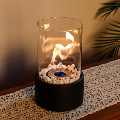 Portable Glass Tabletop Fireplace – Indoor Ethanol Bio-Fuel Fire Bowl