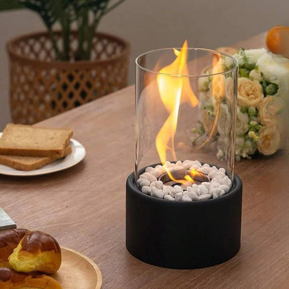 Portable Glass Tabletop Fireplace – Indoor Ethanol Bio-Fuel Fire Bowl