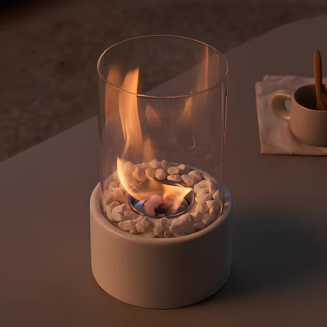 Portable Glass Tabletop Fireplace – Indoor Ethanol Bio-Fuel Fire Bowl