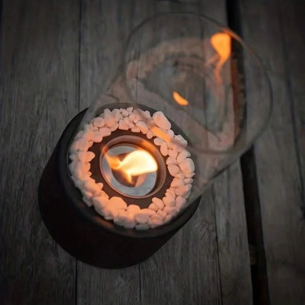 Portable Glass Tabletop Fireplace – Indoor Ethanol Bio-Fuel Fire Bowl
