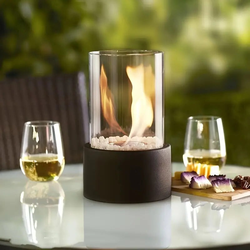 Portable Glass Tabletop Fireplace – Indoor Ethanol Bio-Fuel Fire Bowl