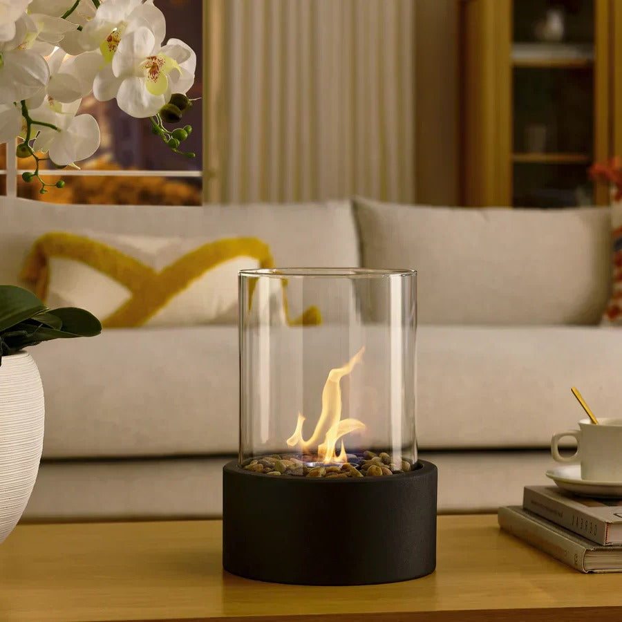 Portable Glass Tabletop Fireplace – Indoor Ethanol Bio-Fuel Fire Bowl