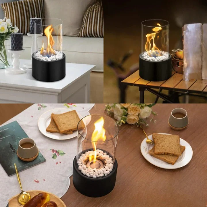 Portable Glass Tabletop Fireplace – Indoor Ethanol Bio-Fuel Fire Bowl