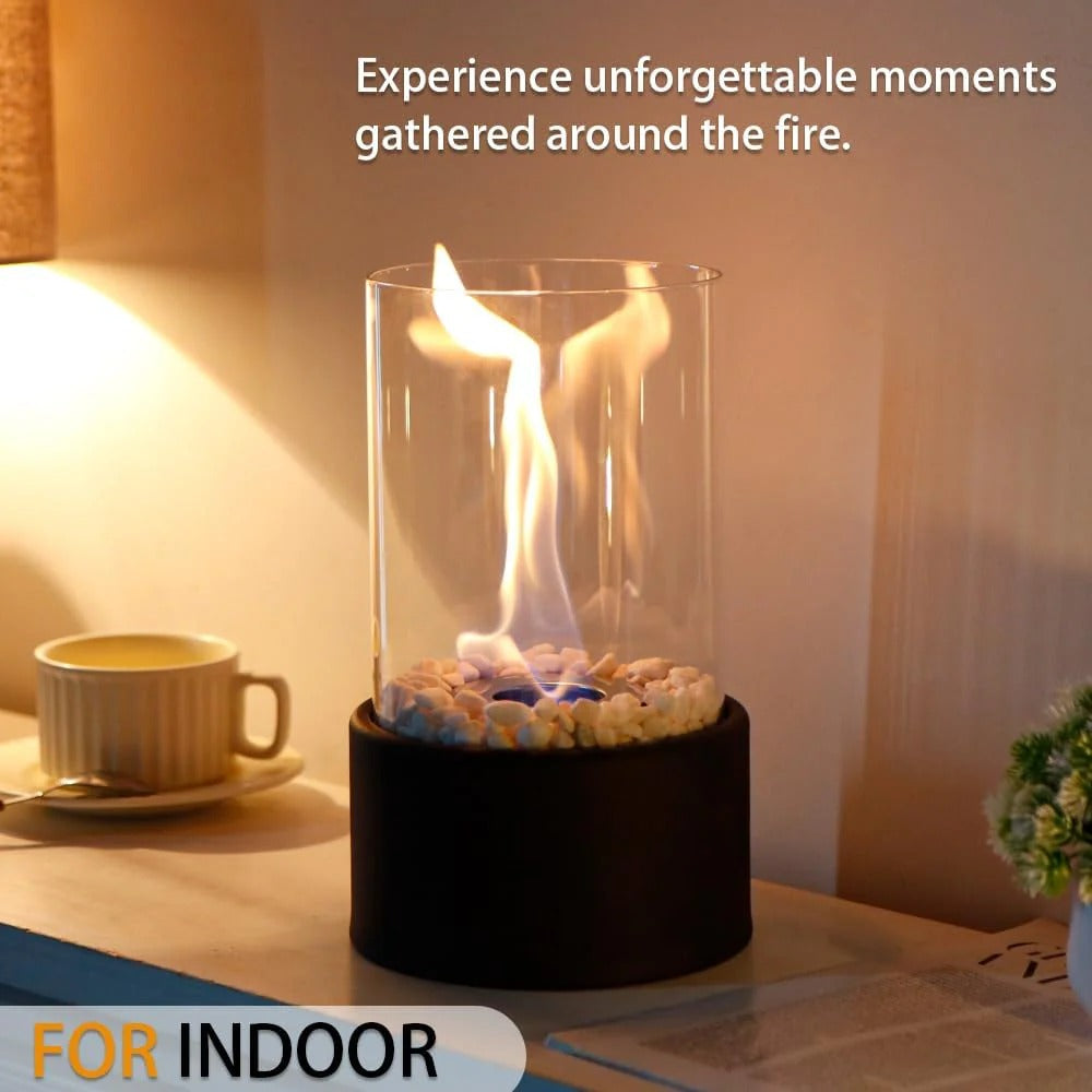 Portable Glass Tabletop Fireplace – Indoor Ethanol Bio-Fuel Fire Bowl