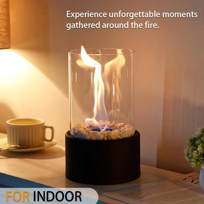 Portable Glass Tabletop Fireplace – Indoor Ethanol Bio-Fuel Fire Bowl