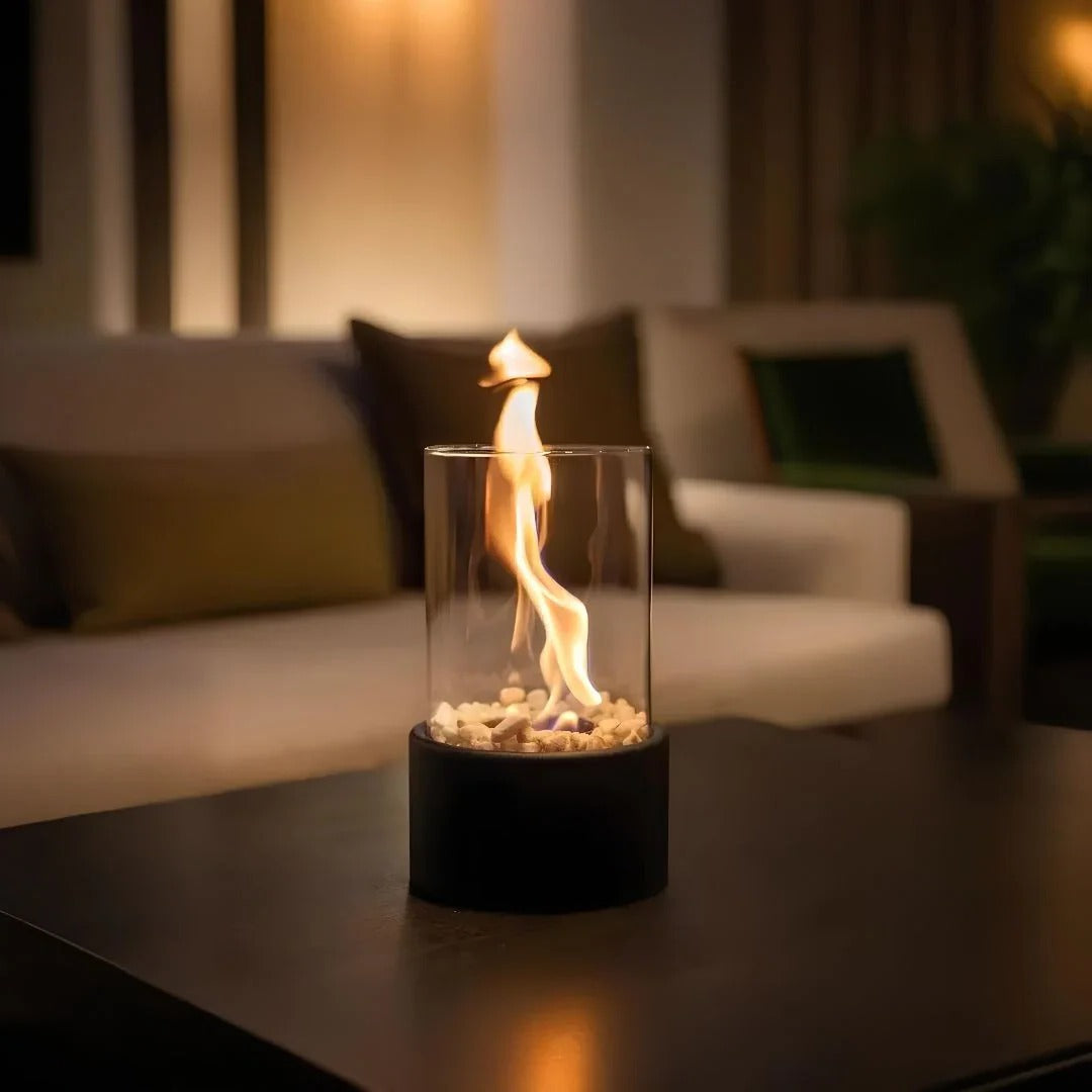 Portable Glass Tabletop Fireplace – Indoor Ethanol Bio-Fuel Fire Bowl