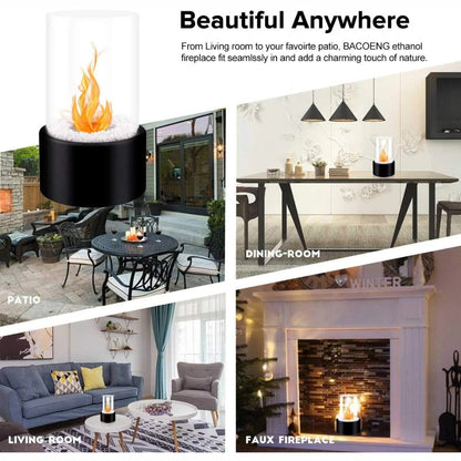 Portable Glass Tabletop Fireplace – Indoor Ethanol Bio-Fuel Fire Bowl