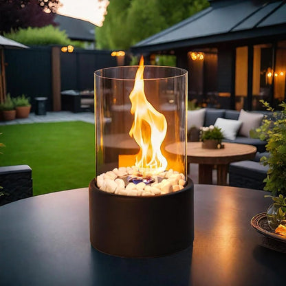 Portable Glass Tabletop Fireplace – Indoor Ethanol Bio-Fuel Fire Bowl