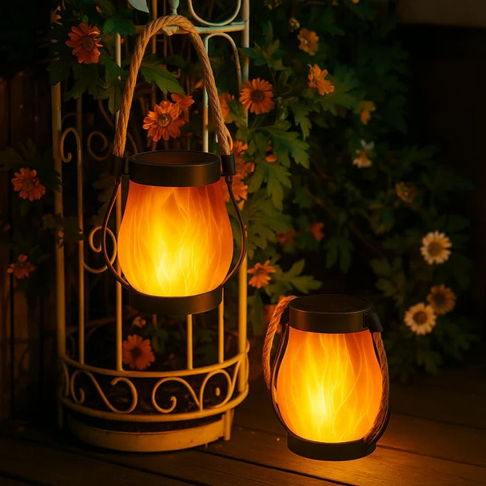 Solar Flame-Effect Garden Lantern – Outdoor Flickering LED Solar Lamp