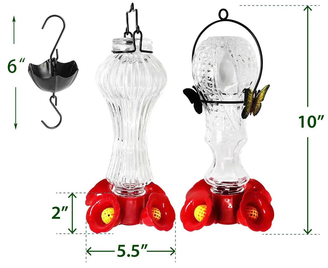 Glass Hummingbird Feeder with Ant Moat – Flower-Shaped Outdoor Bird Feeder