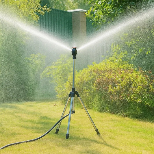 High-Pressure Rotating Tripod Garden Sprinkler – 360° Lawn Irrigation