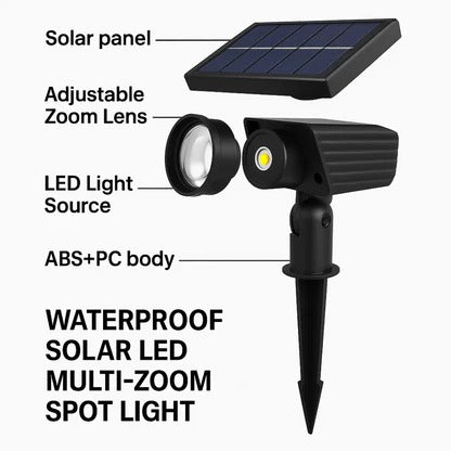 Solar LED Zoom Spotlight – Outdoor Adjustable Garden Security Light