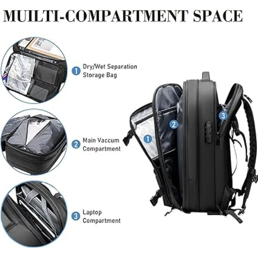 Vacuum Compression Travel Backpack – Expandable Packing Cube Carry-On Bag