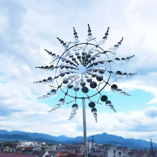 Dual-Motion Decorative Metal Garden Windmill – Kinetic Wind Spinner