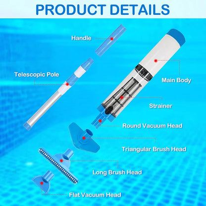 3-in-1 Cordless Rechargeable Pool Vacuum Cleaner – Portable Pool Cleaning System