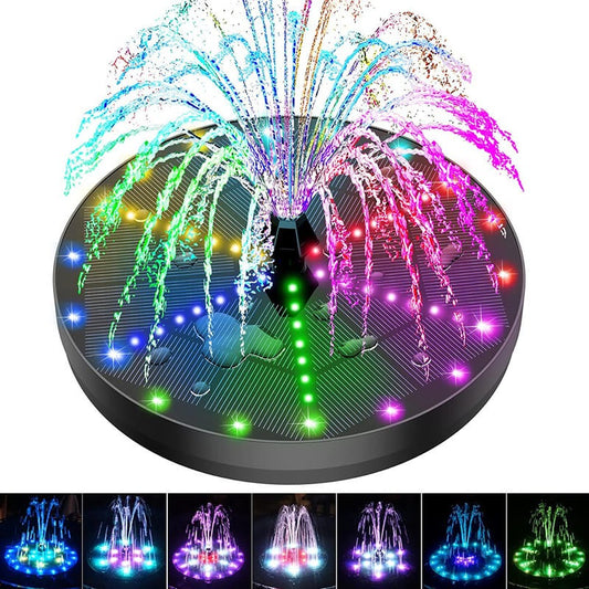 Solar Garden Fountain with 60 LED Lights – Outdoor Pond Water Feature